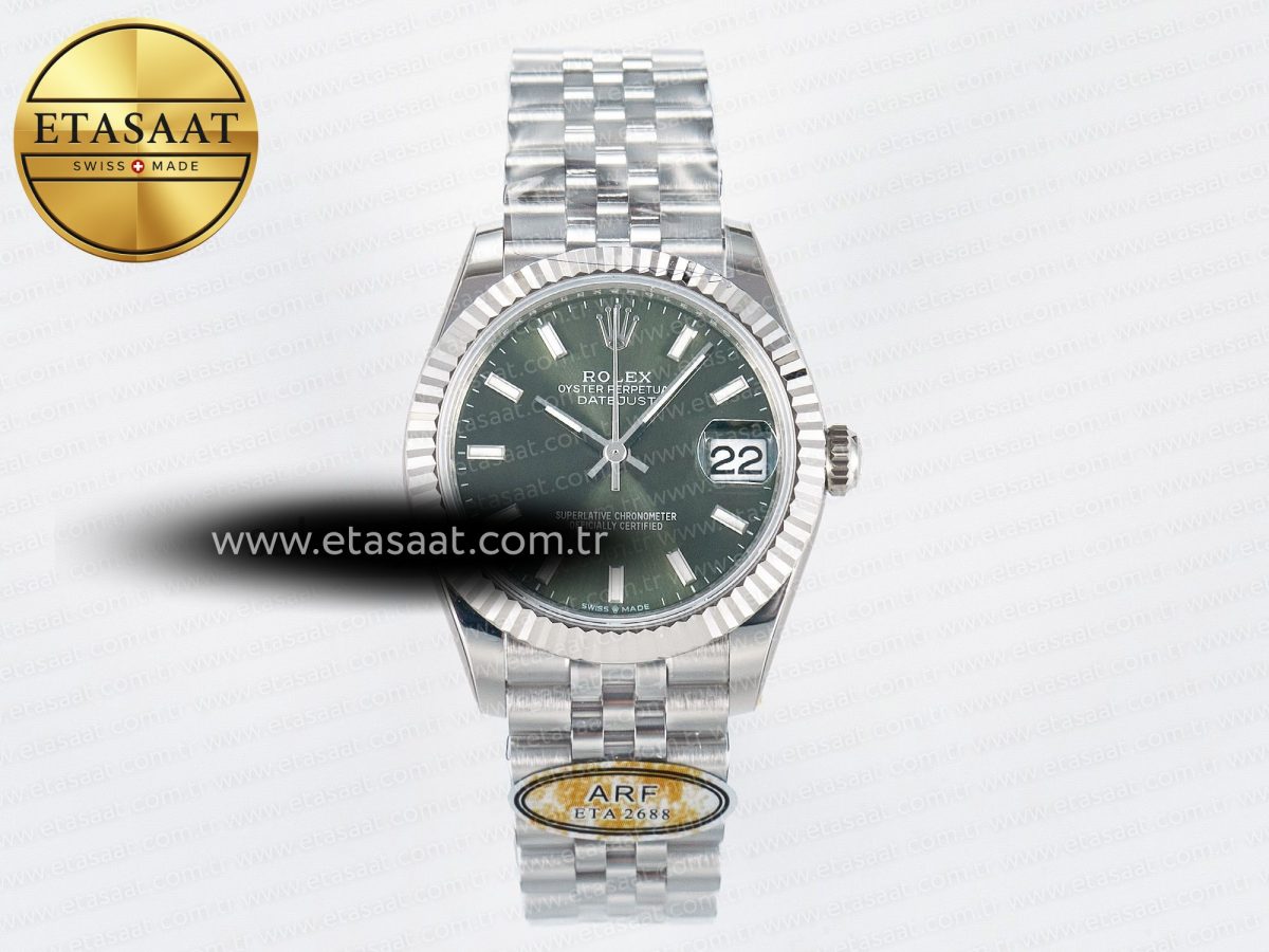 Rolex DateJust 31 278274 ARF 1:1 Best Edition 904L Steel Green Dial Stick Marker on SS Jubilee Bracelet ETA 2688 - Görsel 3