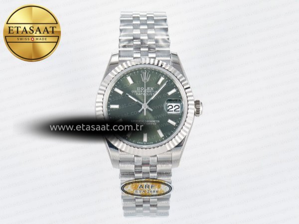 Rolex Datejust 31 278274 ARF Yeşil Kadran Çizgi İndeks 11 Eta Saat - 1:1 Süper Klon Replika Saat