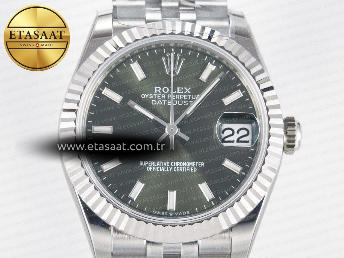 Rolex DateJust 31 278274 ARF 1:1 Best Edition 904L Steel Green Dial Stick Marker on SS Jubilee Bracelet ETA 2688 - Görsel 4
