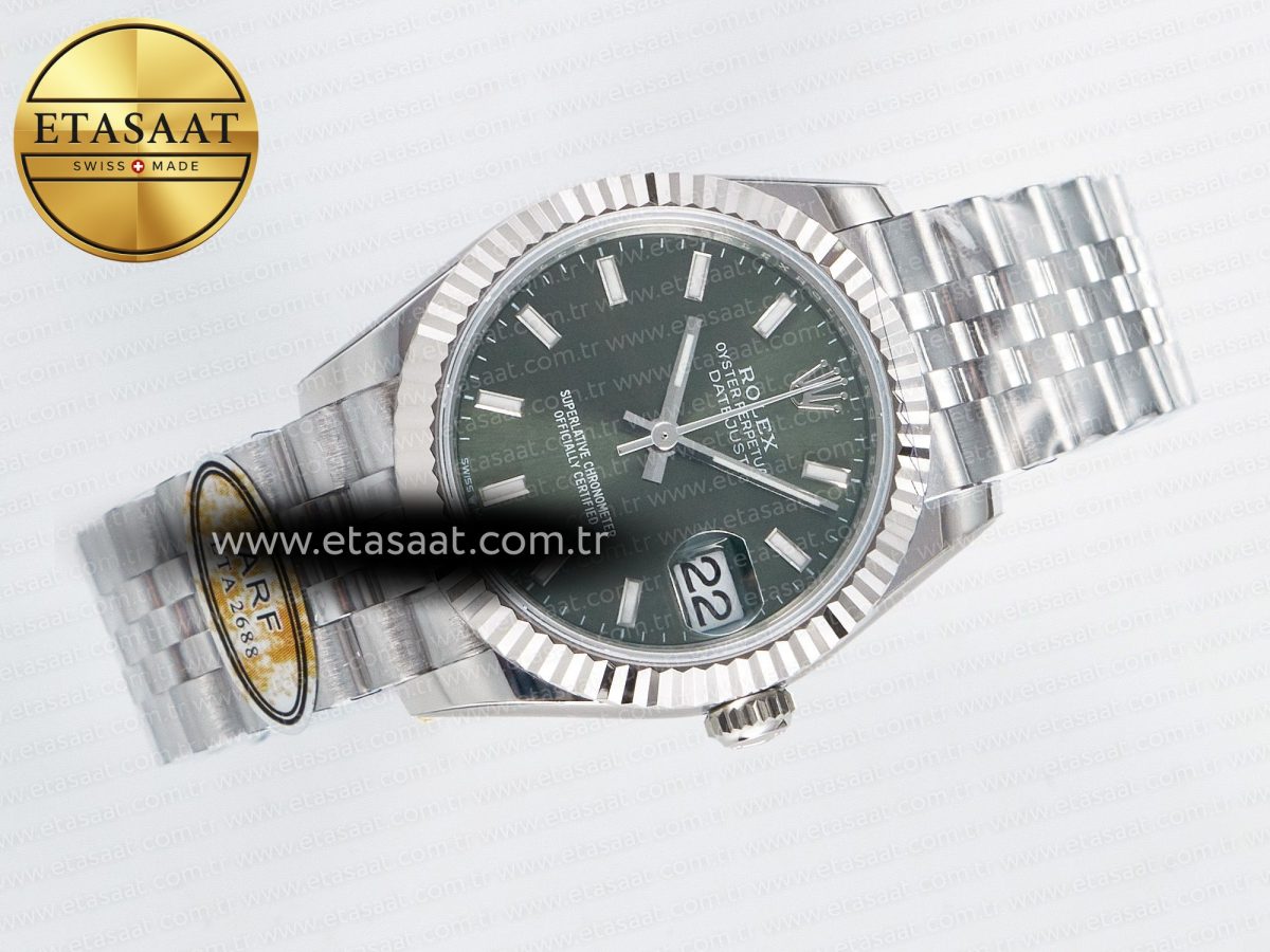 Rolex DateJust 31 278274 ARF 1:1 Best Edition 904L Steel Green Dial Stick Marker on SS Jubilee Bracelet ETA 2688 - Görsel 8