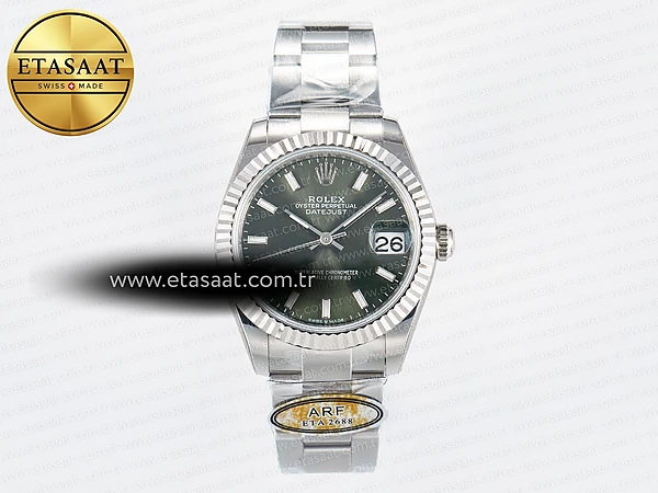 Rolex Datejust 31 278274 ARF Yeşil Kadran Çizgi İndeks 2688 Eta Saat - 1:1 Süper Klon Replika Saat