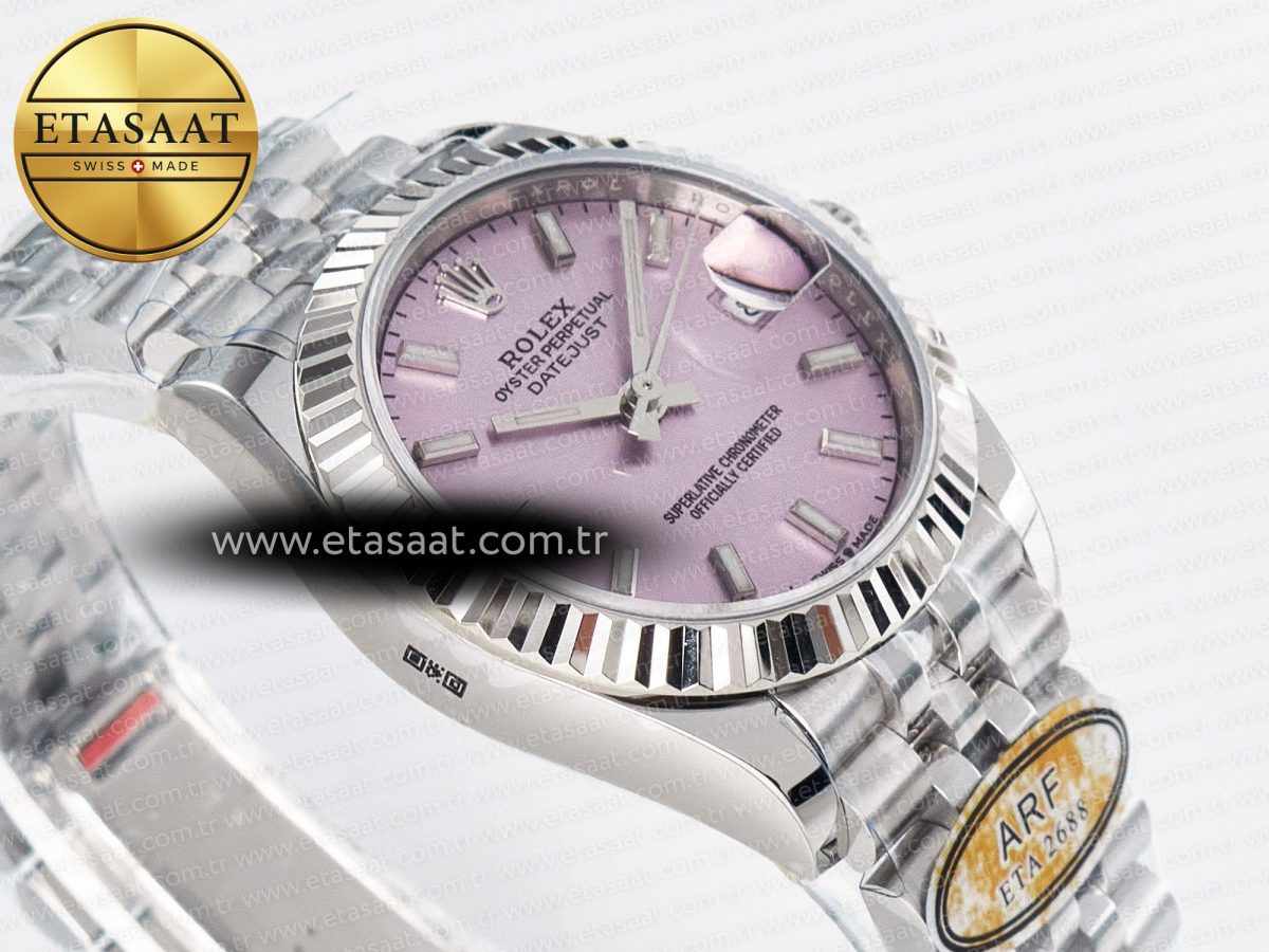 Rolex DateJust 31 278274 ARF 1:1 Best Edition 904L Steel Pink Dial Stick Marker on SS Jubilee Bracelet ETA 2688 - Görsel 7
