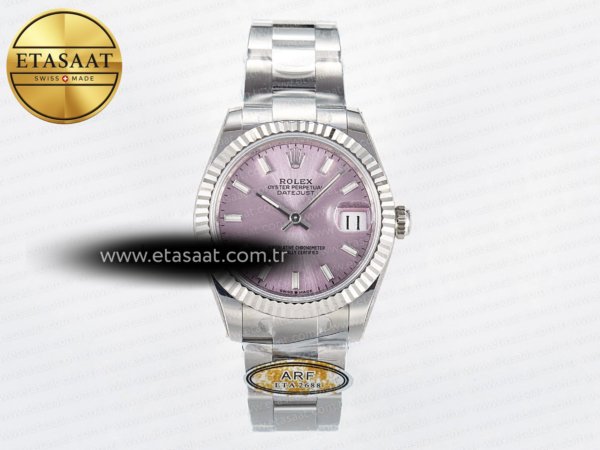 Rolex Datejust 31 278274 ARF Pembe Kadran Çizgi İndeks 2688 Eta Saat - 1:1 Süper Klon Replika Saat