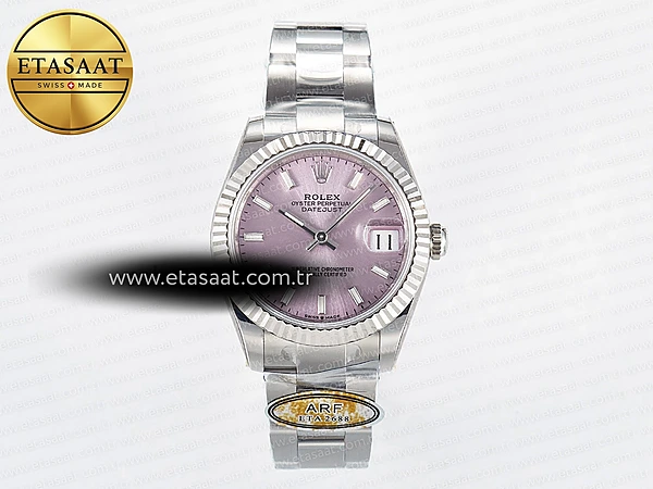 Rolex Datejust 31 278274 ARF Pembe Kadran Çizgi İndeks 2688 Eta Saat - 1:1 Süper Klon Replika Saat