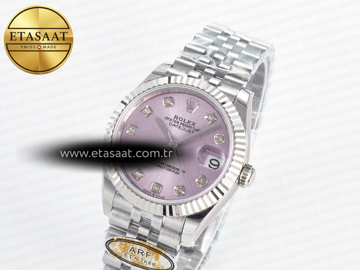 Rolex DateJust 31 278274 ARF 1:1 Best Edition 904L Steel Pink Diamonds Dial on SS Jubilee Bracelet ETA 2688 - Görsel 2