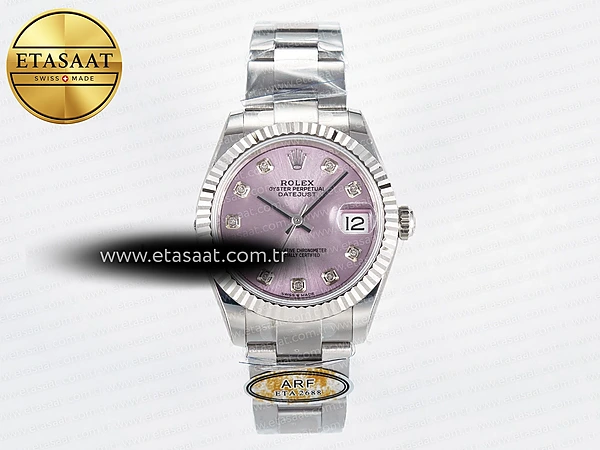 Rolex Datejust 31 278274 ARF Pembe Pırlantalı Kadran 2688 Eta Saat - 1:1 Süper Klon Replika Saat