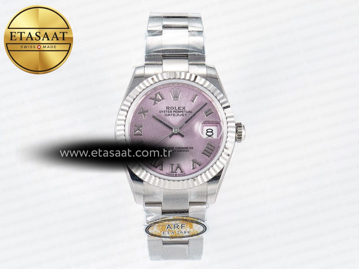 Rolex GDateJust 31 278274 ARF 1:1 Best Edition 904L Steel Pink Roman Dial on SS Oyster Bracelet ETA 2688 - Görsel 3