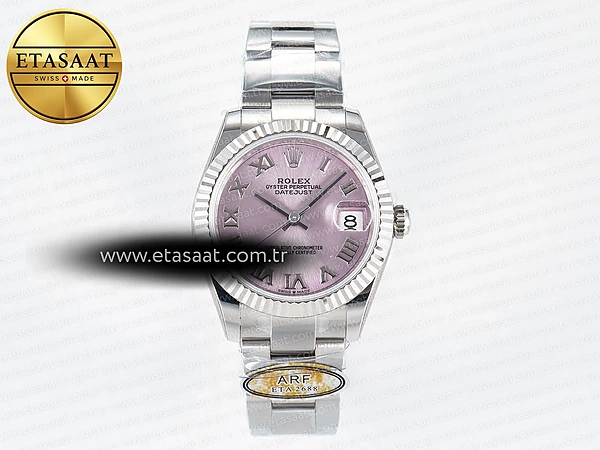 Rolex Datejust 31 278274 ARF Pembe Roma Kadran Oyster 2688 Eta Saat - 1:1 Süper Klon Replika Saat