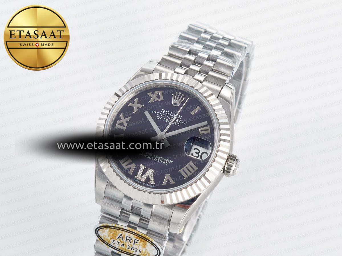 Rolex DateJust 31 278274 ARF 1:1 Best Edition 904L Steel Purple Roman Dial on SS Jubilee Bracelet ETA 2688 - Görsel 1