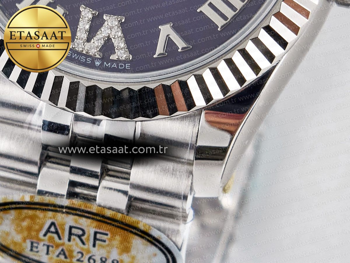 Rolex DateJust 31 278274 ARF 1:1 Best Edition 904L Steel Purple Roman Dial on SS Jubilee Bracelet ETA 2688 - Görsel 13