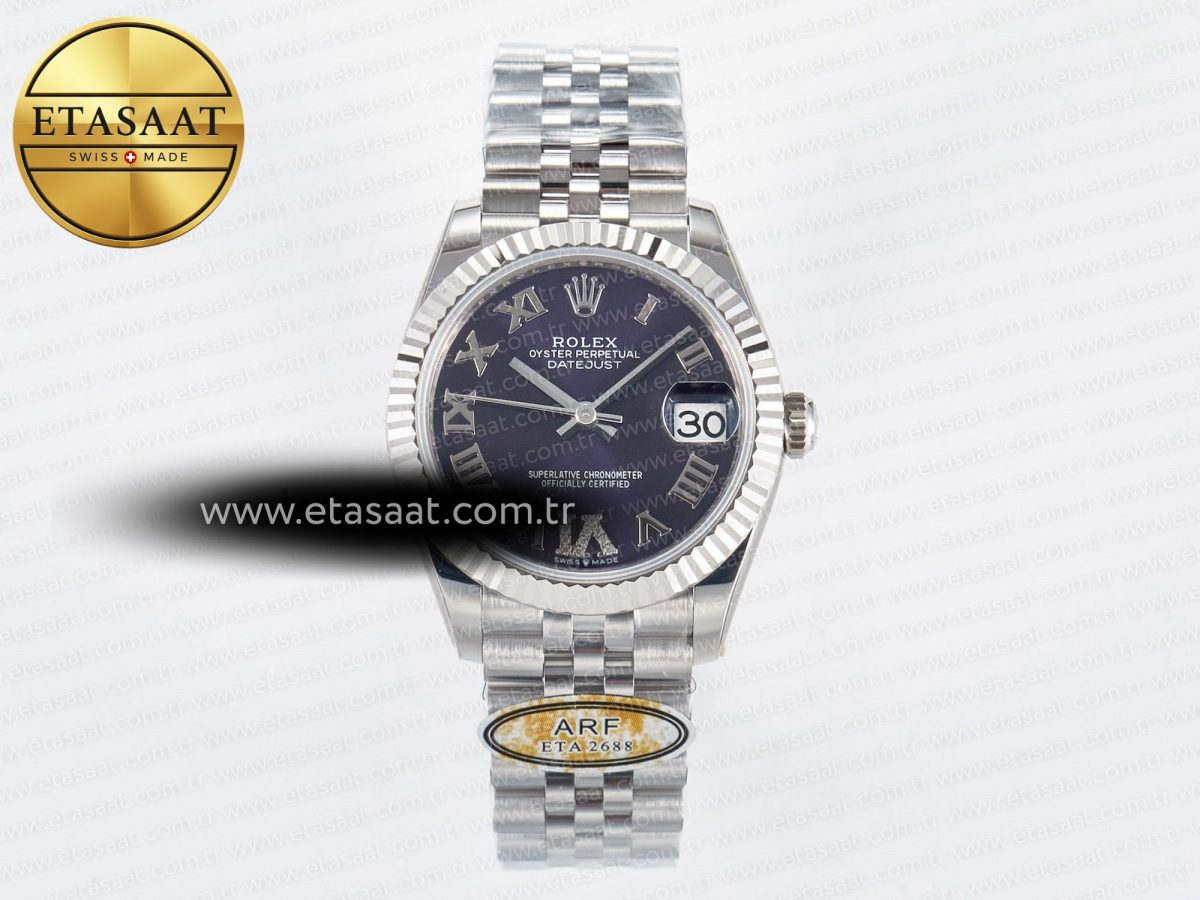 Rolex DateJust 31 278274 ARF 1:1 Best Edition 904L Steel Purple Roman Dial on SS Jubilee Bracelet ETA 2688 - Görsel 3