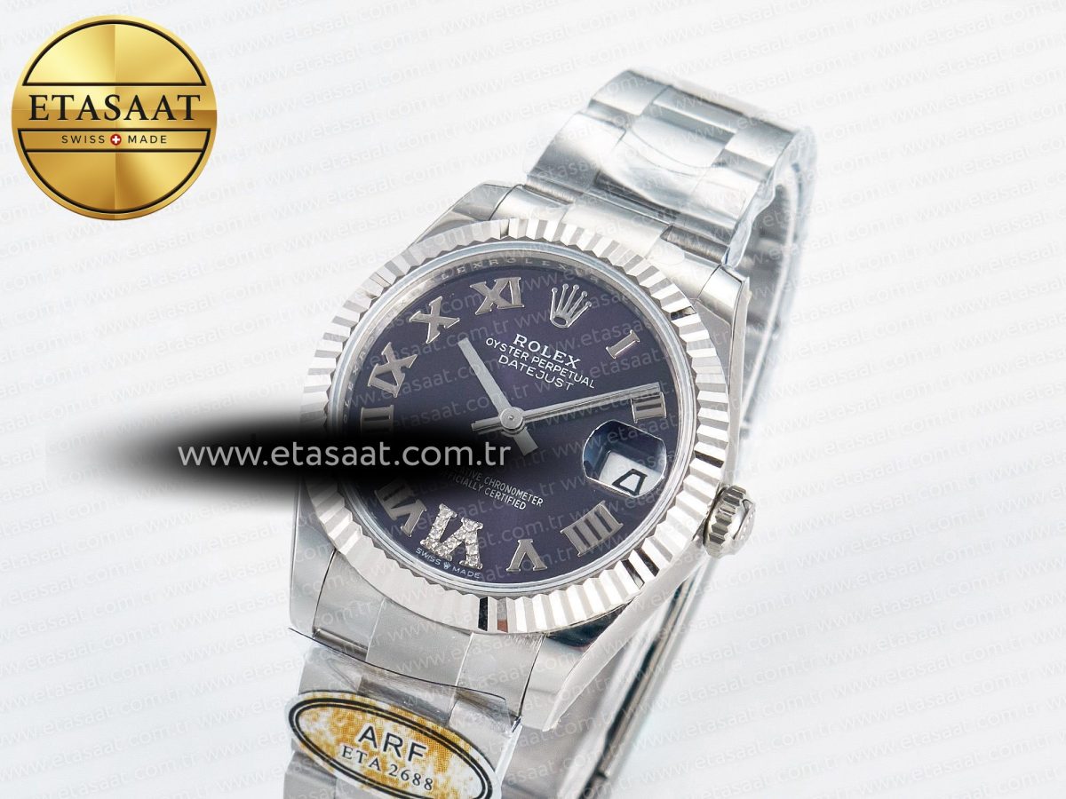 Rolex DateJust 31 278274 ARF 1:1 Best Edition 904L Steel Purple Roman Dial on SS Oyster Bracelet ETA 2688 - Görsel 2