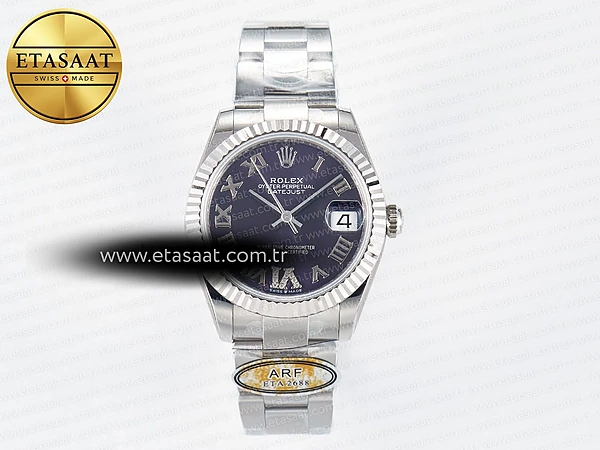 Rolex Datejust 31 278274 ARF Mor Roma Kadran Oyster 2688 Eta Saat - 1:1 Süper Klon Replika Saat