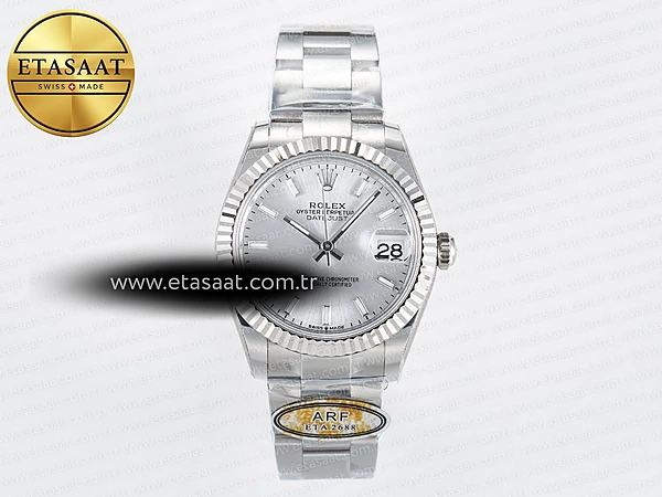 Rolex Datejust 31 278274 ARF Gümüş Kadran Çizgi İndeks 2688 Eta Saat - 1:1 Süper Klon Replika Saat