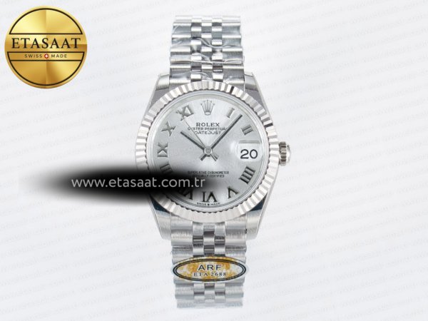 Rolex Datejust 31 278274 ARF Gümüş Roma Pırlantalı 2688 11 Eta Saat - 1:1 Süper Klon Replika Saat