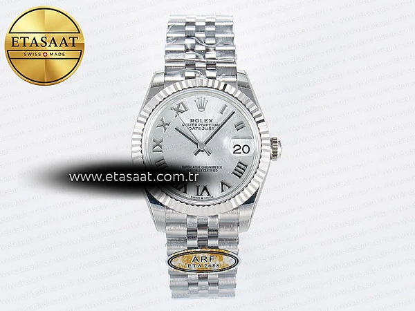 Rolex Datejust 31 278274 ARF Gümüş Roma Pırlantalı 2688 11 Eta Saat - 1:1 Süper Klon Replika Saat