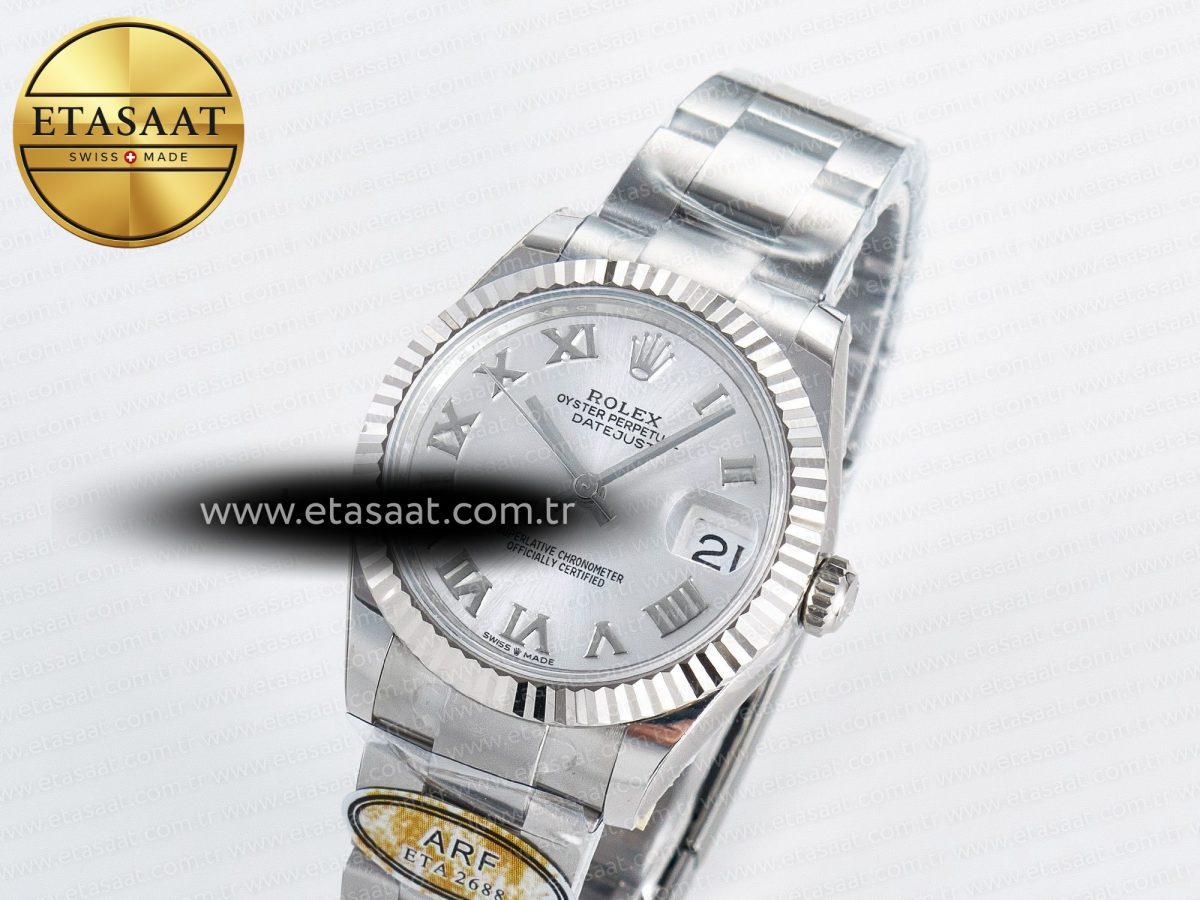 Rolex DateJust 31 278274 ARF 1:1 Best Edition 904L Steel Silver Roman Diamonds Dial on SS Oyster Bracelet ETA 2688 - Görsel 1