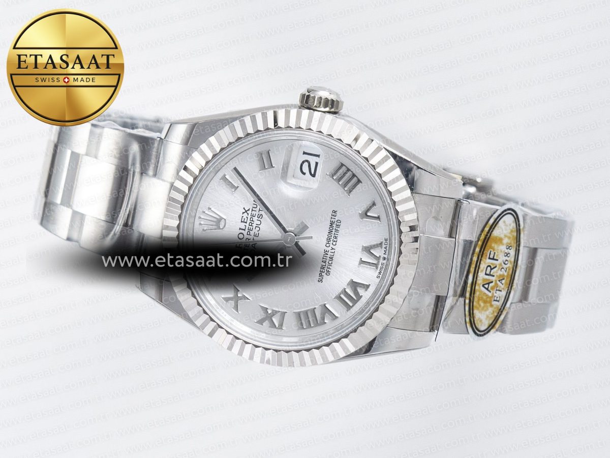 Rolex DateJust 31 278274 ARF 1:1 Best Edition 904L Steel Silver Roman Diamonds Dial on SS Oyster Bracelet ETA 2688 - Görsel 9