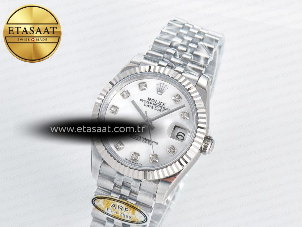 datejust 31 278274 arf 11 best edition 904l steel white mop diamonds dial on ss jubilee bracelet eta 26882