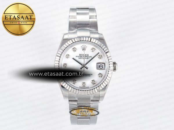 Rolex Datejust 278274 Beyaz Sedef Pırlantalı 2688 Eta Saat - 1:1 Süper Klon Replika Saat