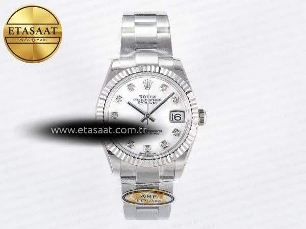 Rolex Datejust 278274 Beyaz Sedef Pırlantalı 2688 Eta Saat - 1:1 Süper Klon Replika Saat