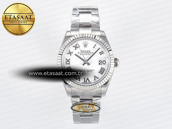 Rolex Datejust 31 278274 ARF Beyaz Roma Kadran Oyster 2688 Eta Saat - 1:1 Süper Klon Replika Saat