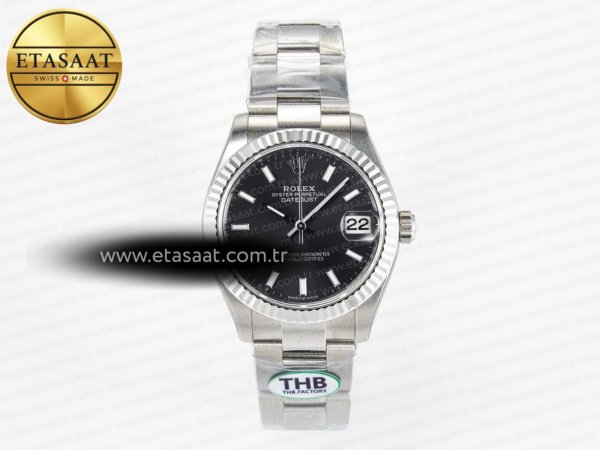 Rolex Datejust 278274 Siyah Kadran Çizgi İndeks Cal.2236 Eta Saat - 1:1 Süper Klon Replika Saat