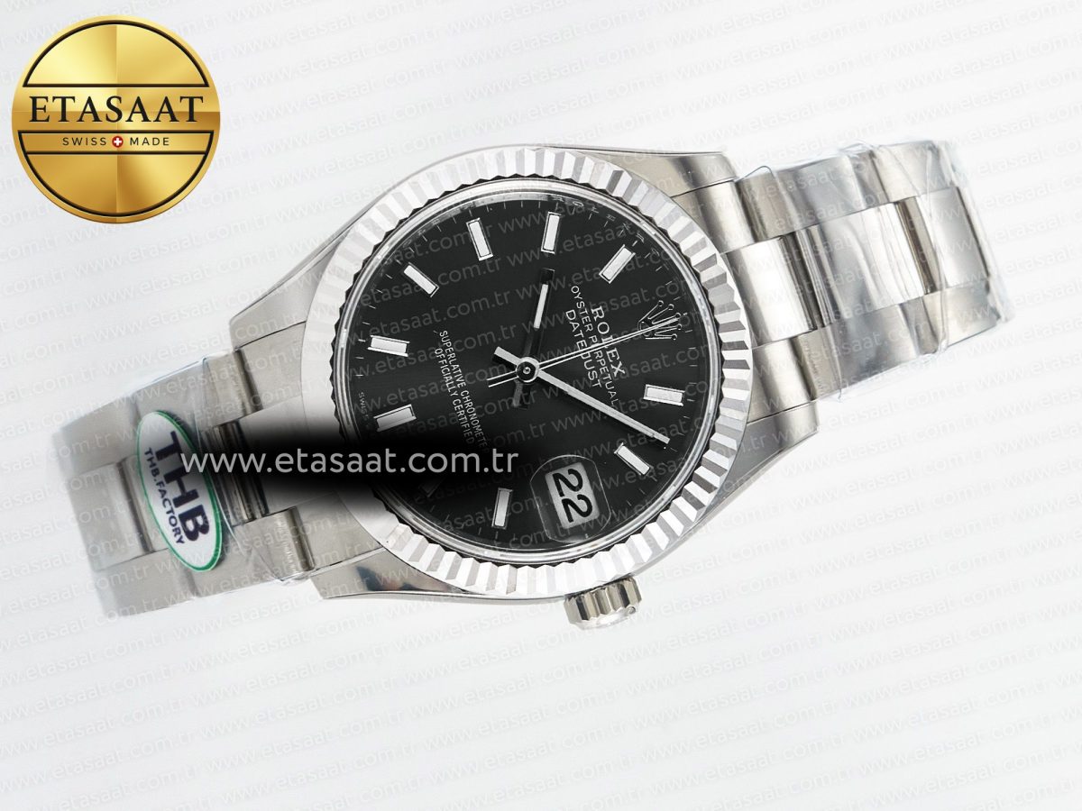 Rolex DateJust 278274 904L Steel Black Dial Stick Marker on SS  Cal.2236 - Görsel 8