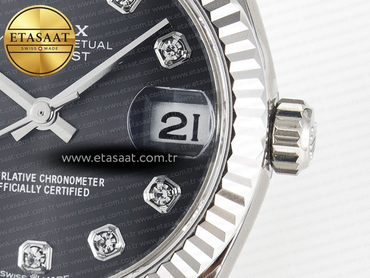 Rolex DateJust 278274 904L Steel Black Diamonds Dial on SS Cal.2236 - Görsel 11