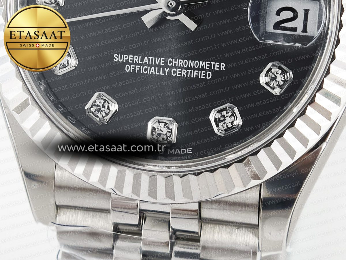 Rolex DateJust 278274 904L Steel Black Diamonds Dial on SS Cal.2236 - Görsel 12
