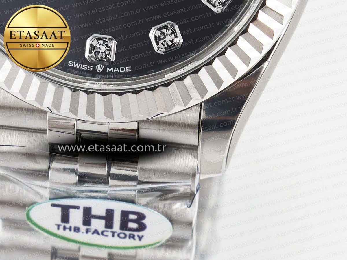 Rolex DateJust 278274 904L Steel Black Diamonds Dial on SS Cal.2236 - Görsel 13