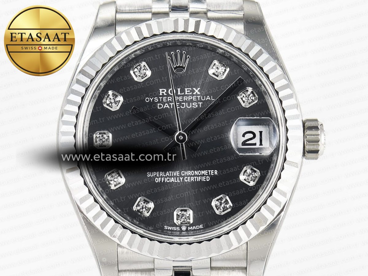 Rolex DateJust 278274 904L Steel Black Diamonds Dial on SS Cal.2236 - Görsel 4
