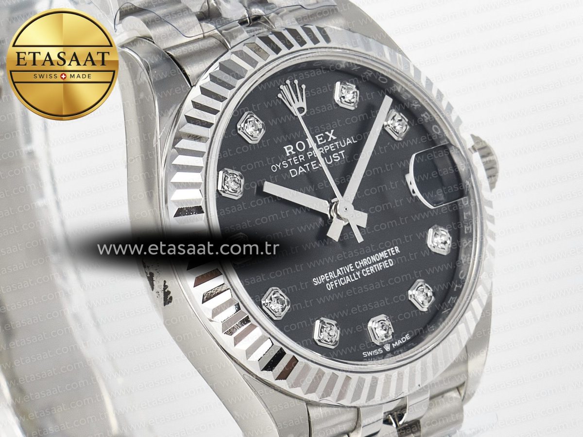 Rolex DateJust 278274 904L Steel Black Diamonds Dial on SS Cal.2236 - Görsel 5