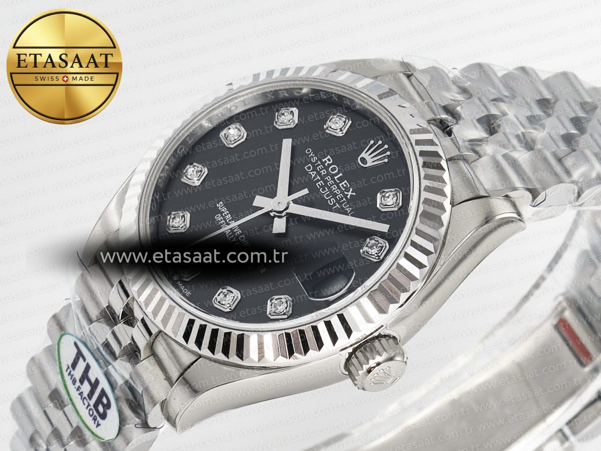 Rolex DateJust 278274 904L Steel Black Diamonds Dial on SS Cal.2236 - Görsel 6