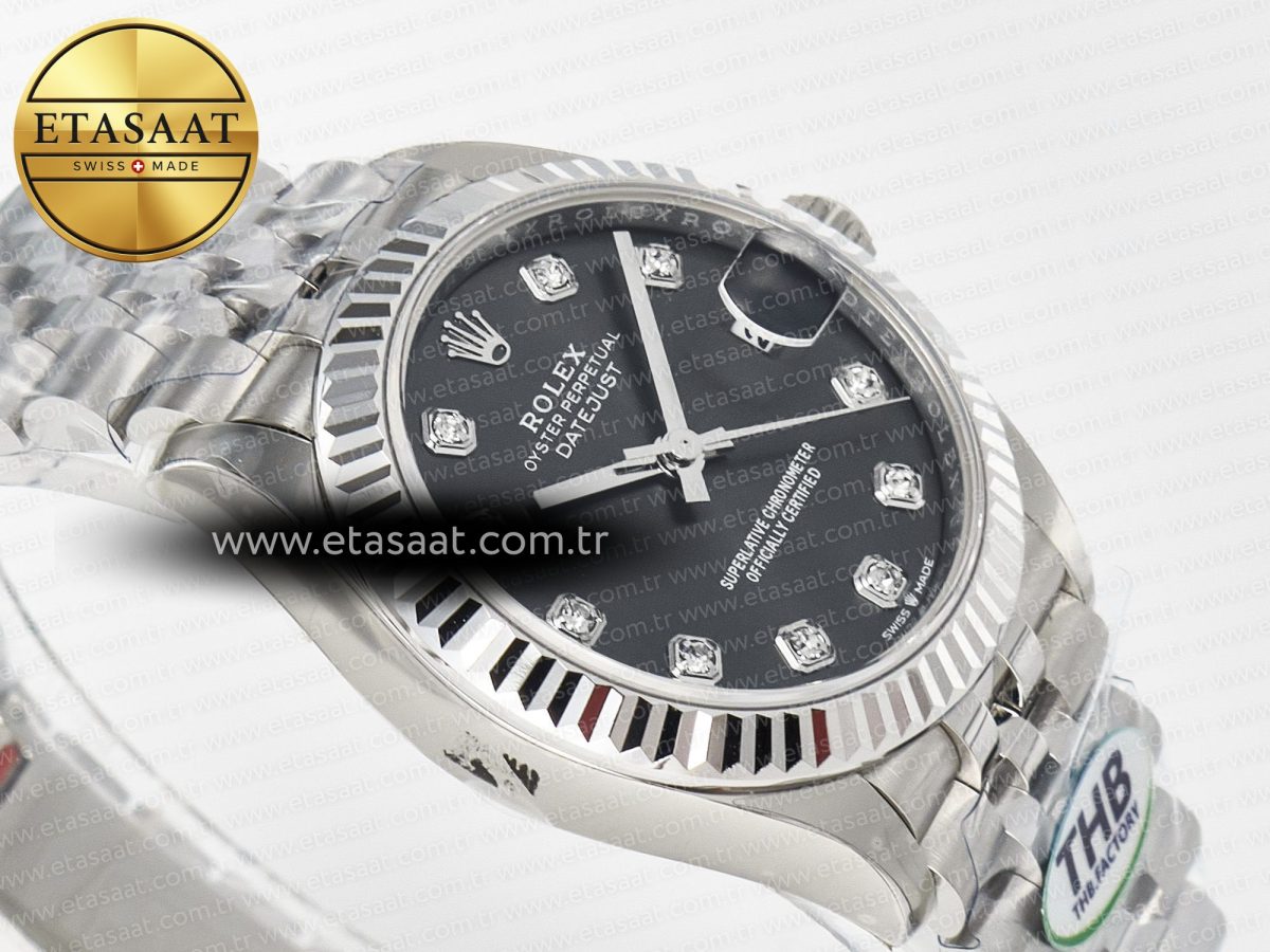 Rolex DateJust 278274 904L Steel Black Diamonds Dial on SS Cal.2236 - Görsel 7
