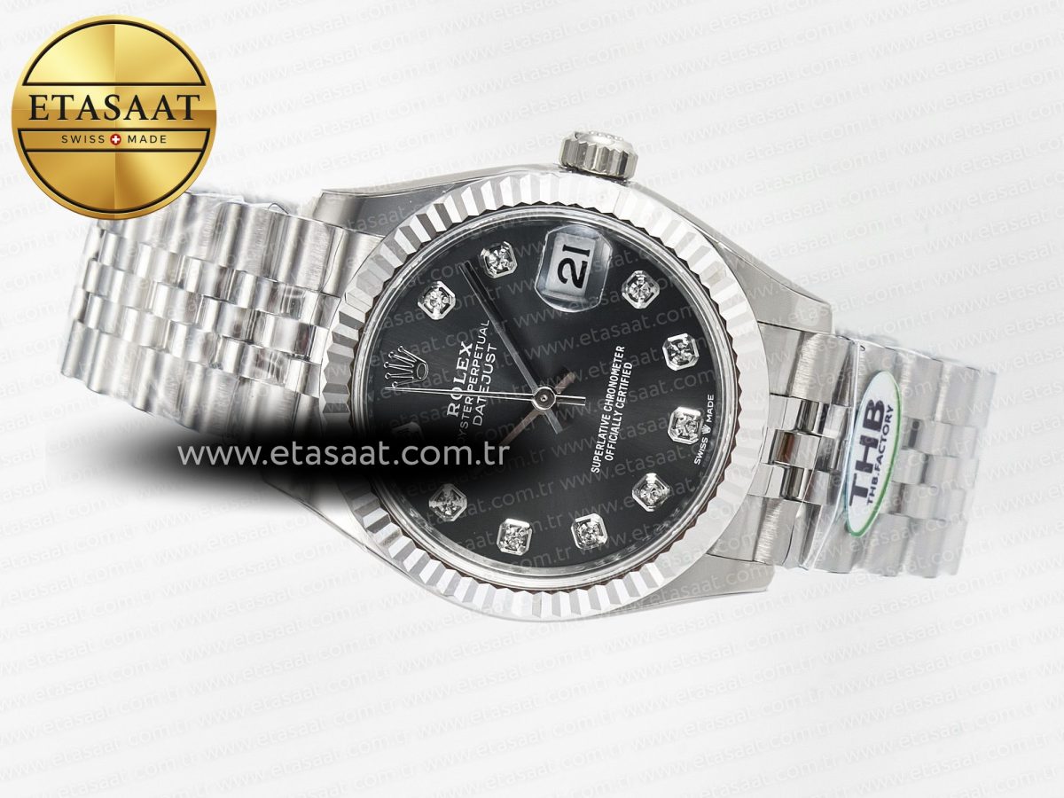 Rolex DateJust 278274 904L Steel Black Diamonds Dial on SS Cal.2236 - Görsel 9
