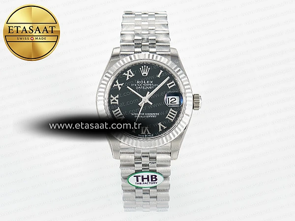 Rolex Datejust 278274 Siyah Roma Rakamlı Kadran Cal.2236 Eta Saat - 1:1 Süper Klon Replika Saat