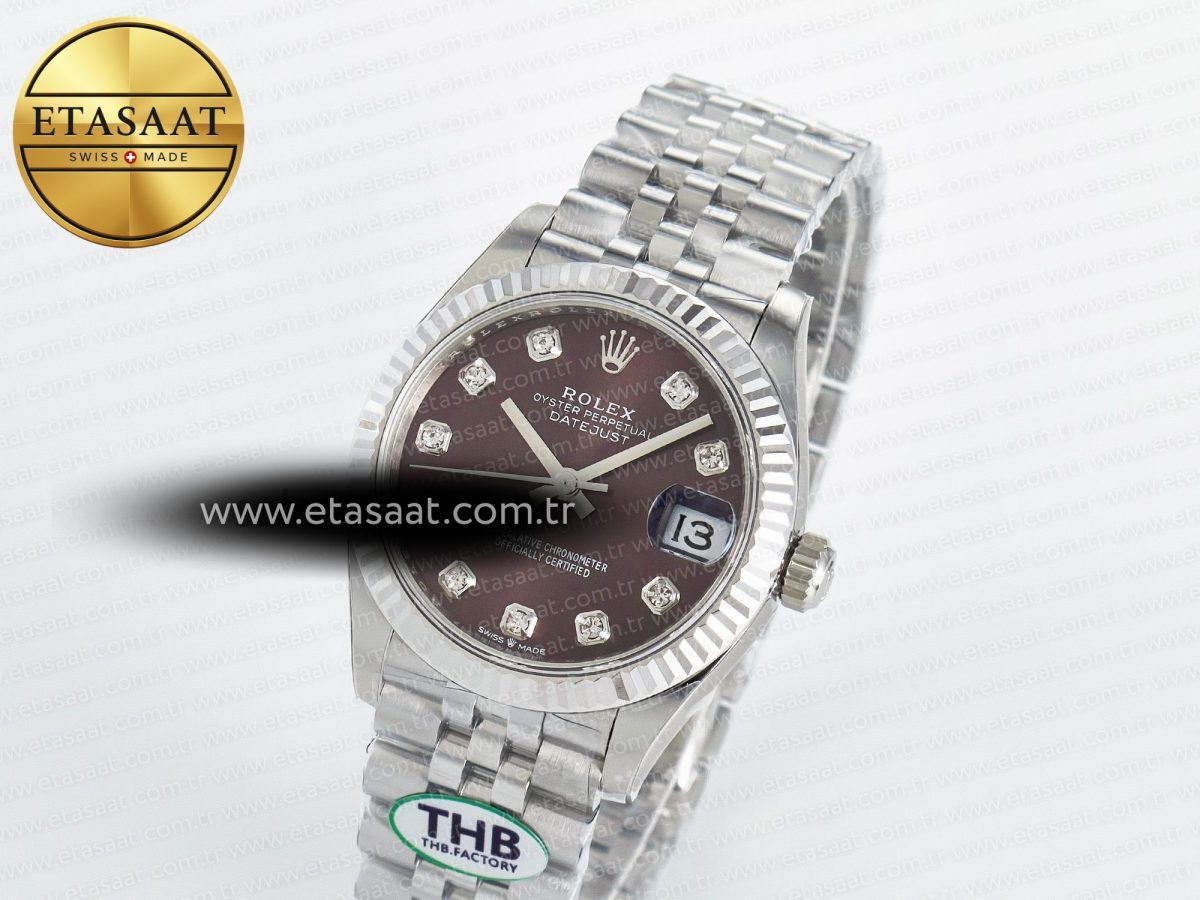 Rolex DateJust 278274 904L Steel Brown Diamond Dial on SS Cal.2236 - Görsel 1