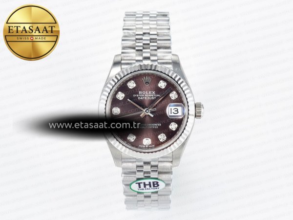 Rolex Datejust 278274 Kahve Pırlantalı Kadran Cal.2236 Eta Saat - 1:1 Süper Klon Replika Saat