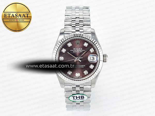 Rolex Datejust 278274 Kahve Pırlantalı Kadran Cal.2236 Eta Saat - 1:1 Süper Klon Replika Saat