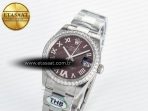 Rolex DateJust 278274 904L Steel Brown Roman Dial Diamonds Bezel on SS Cal.2236