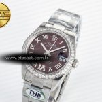 Rolex DateJust 278274 904L Steel Brown Roman Dial Diamonds Bezel on SS Cal.2236