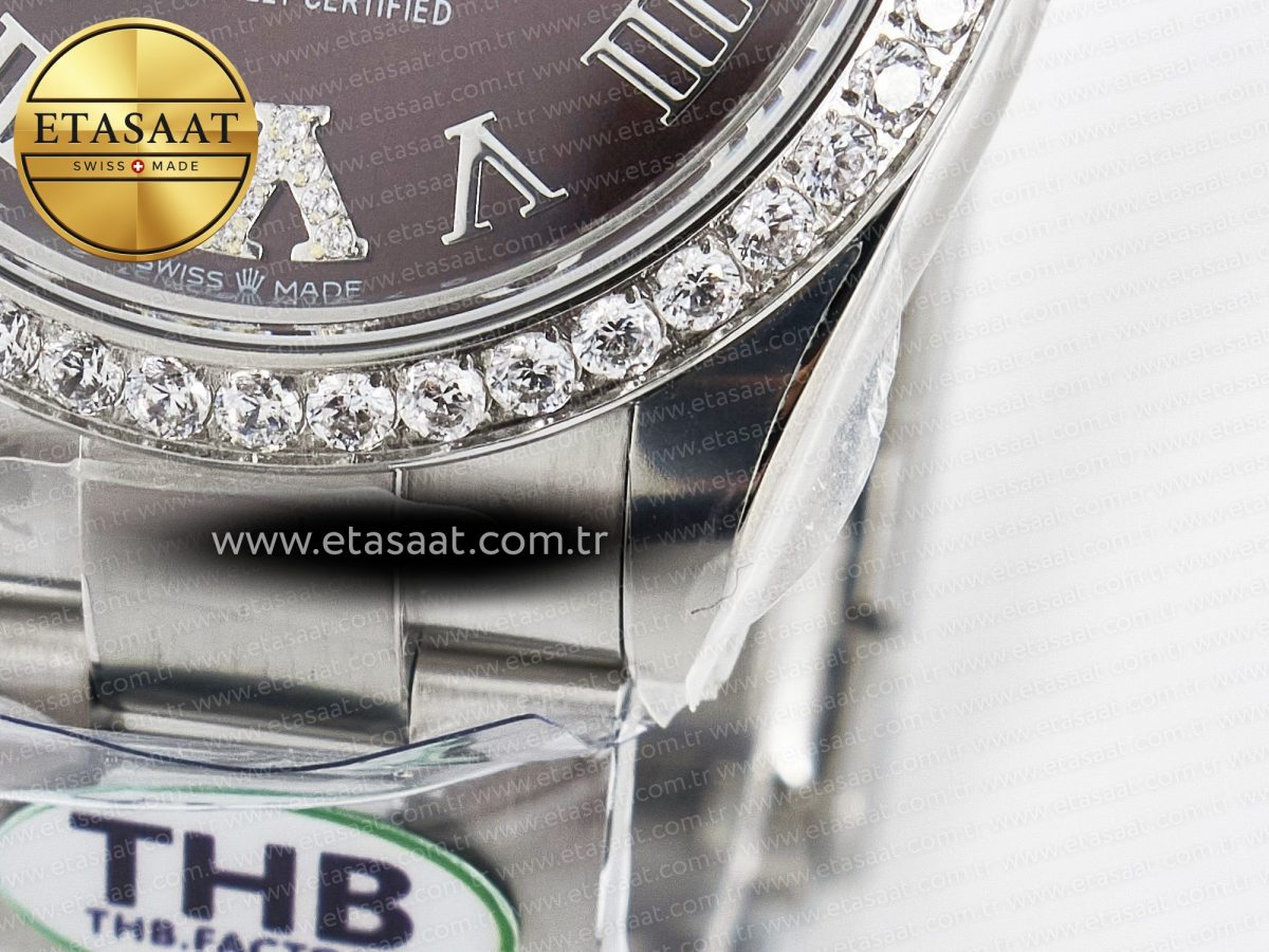 Rolex DateJust 278274 904L Steel Brown Roman Dial Diamonds Bezel on SS Cal.2236 - Görsel 13