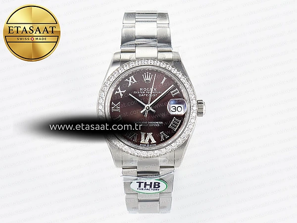 Rolex Datejust 278274 Kahve Roma Kadran Pırlantalı Cal.2236 Eta Saat - 1:1 Süper Klon Replika Saat