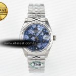 Rolex Datejust 278274 Yivli Mavi Çiçekli Kadran Cal.2236 Eta Saat - Görsel 3 - 1:1 Süper Klon Saat
