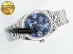 Rolex DateJust 278274 904L Steel Fluted Blue Floral Dial on SS Cal.2236 - Görsel 8