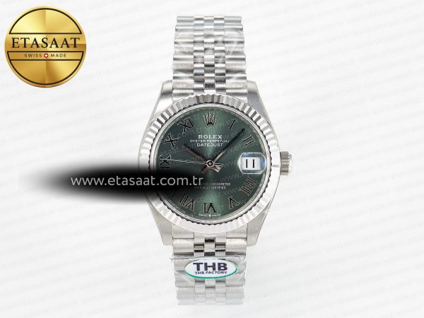 Rolex Datejust 278274 Yeşil Roma Rakamlı Kadran Cal.2236 Eta Saat - 1:1 Süper Klon Replika Saat