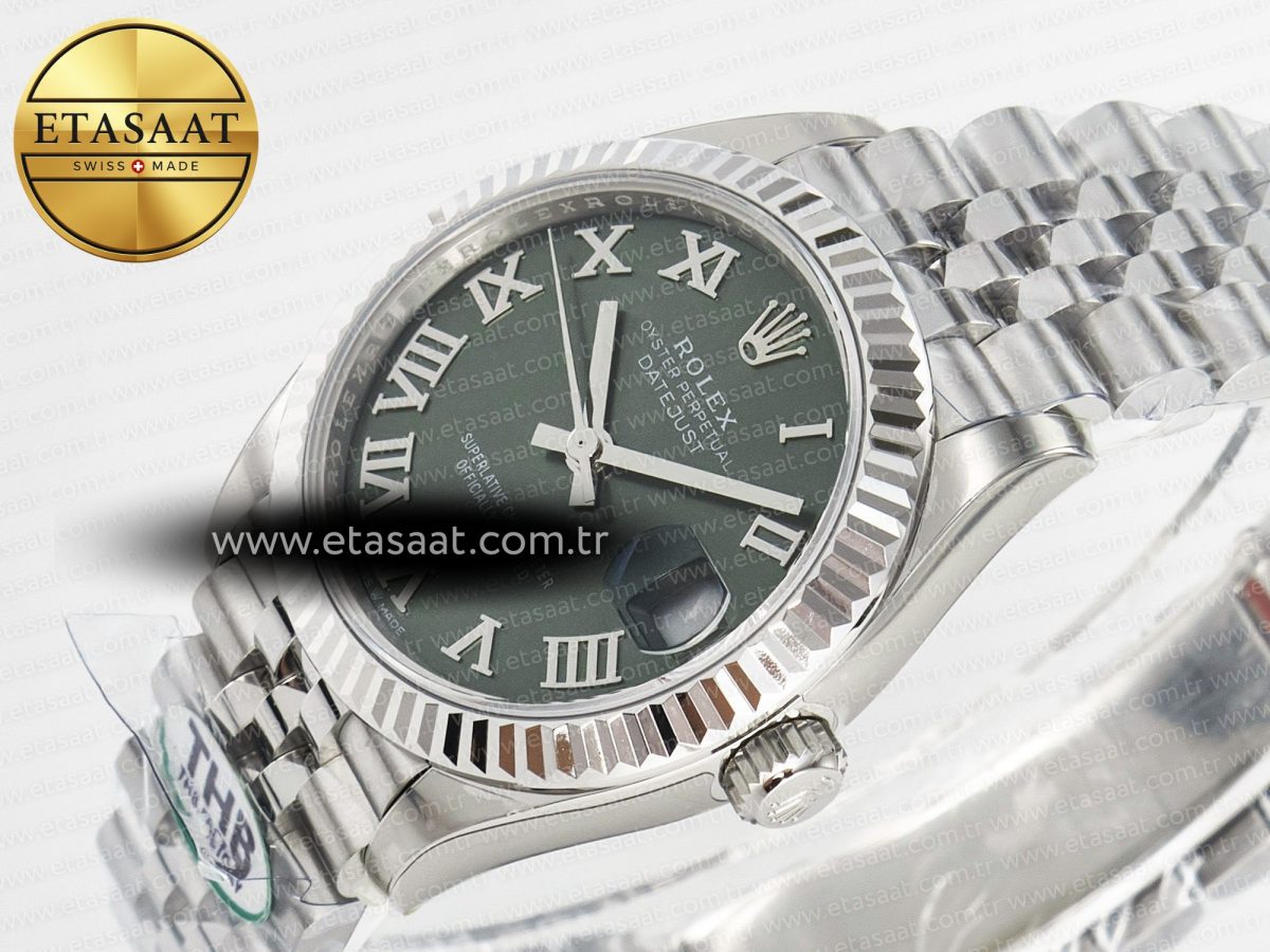 Rolex DateJust 278274  904L Steel Green Roman Dial on SS Cal.2236 - Görsel 6