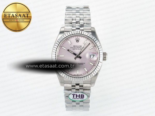 Rolex Datejust 278274 Pembe Kadran Çizgi İndeks Cal.2236 Eta Saat - 1:1 Süper Klon Replika Saat