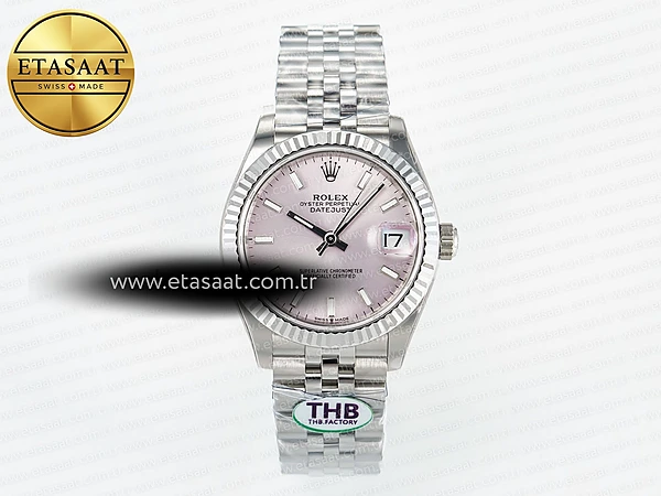 Rolex Datejust 278274 Pembe Kadran Çizgi İndeks Cal.2236 Eta Saat - 1:1 Süper Klon Replika Saat